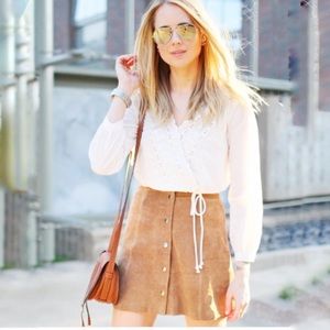 KENDALL + KYLIE BUTTON-UP SUEDE SKIRT